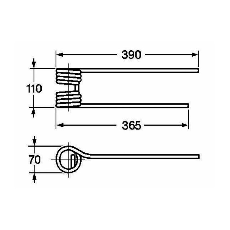 Dente girello sx adattabile Kuhn 58740600 lunghezza 390 filo 9,5