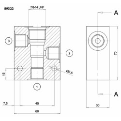 Corpo in alluminio per valvole elettriche a 3 vie cavitÃ  7/8"