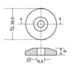 Borchia per cabine foro passante Ã˜ 8,5mm