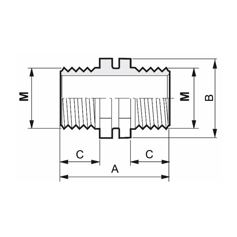 Nipplo passaparete simmetrico G1"