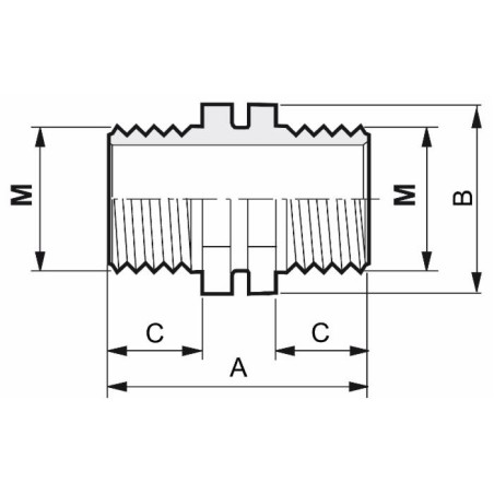 Nipplo passaparete simmetrico G1"
