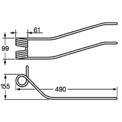 Dente giroandanatore adattabile Kuhn 57701700 filo 8,5