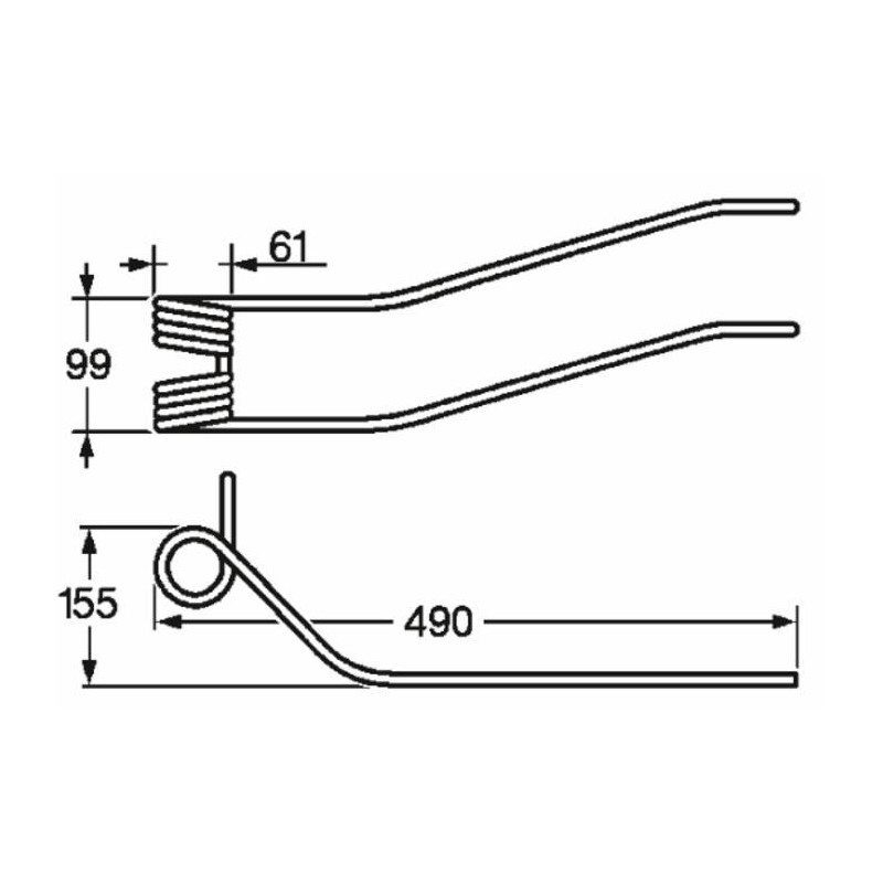 Dente giroandanatore adattabile Kuhn 57701700 filo 8,5