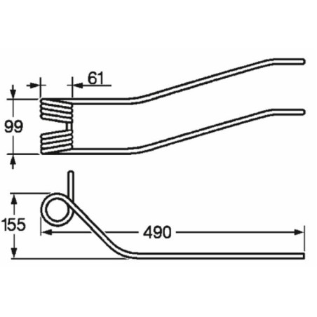 Dente giroandanatore adattabile Kuhn 57701700 filo 8,5