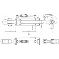 Terzo punto idraulico per trattore III cat. alesaggio 90mm Ã˜ stelo 45mm lunghezza 700-940mm versatile e resistente