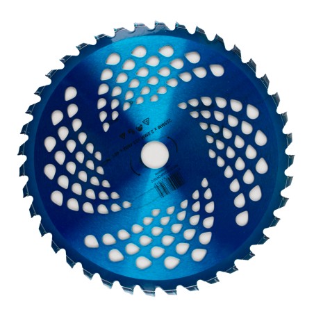 Disco professionale per decespugliatore con 40 denti in tungsteno anodizzato blu Ã˜ esterno 255mm Ã˜ foro 25,4mm per qualsiasi t