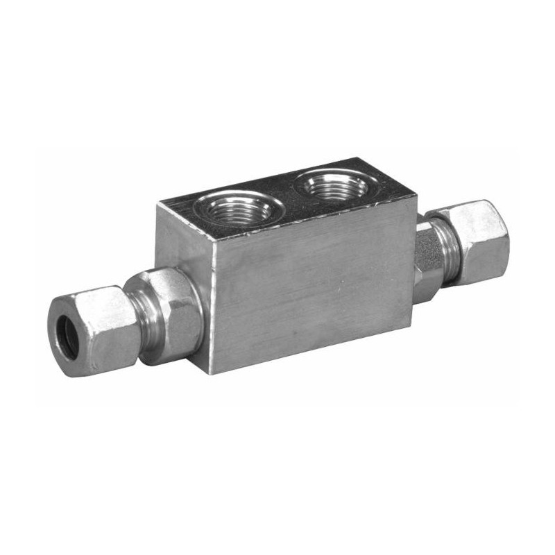 Valvola di blocco doppio effetto da 1/4" con attacchi 12l