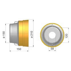 Controcuffia tonda piccola Ã˜150 - 210 e lunghezza 150mm