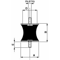 Antivibranti cilindrici sgolati 40x30x27mm M8