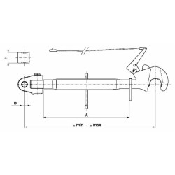 Terzo punto cat. II con attacco snodato e gancio lunghezza 700-965mm