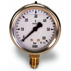 Manometro alla glicerina con cassa in acciaio scala 1 bar