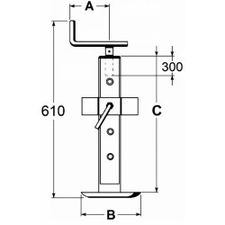 Servotimone regolabile per rimorchi 610mm carico verticale 600kg