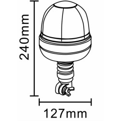 Lampeggiante per trattori alogeno base flessibile a baionetta 24V 70W