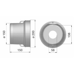 Controcuffia tonda in plastica rigida,lunghezza 150mm