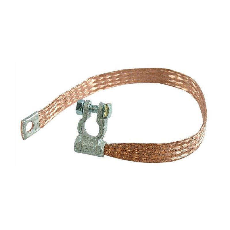 Treccia di massa con morsetto batteria polaritÃ  negativa sezione 25mmÂ² lunghezza 400mm occhiello Ã¸ 10,5mm