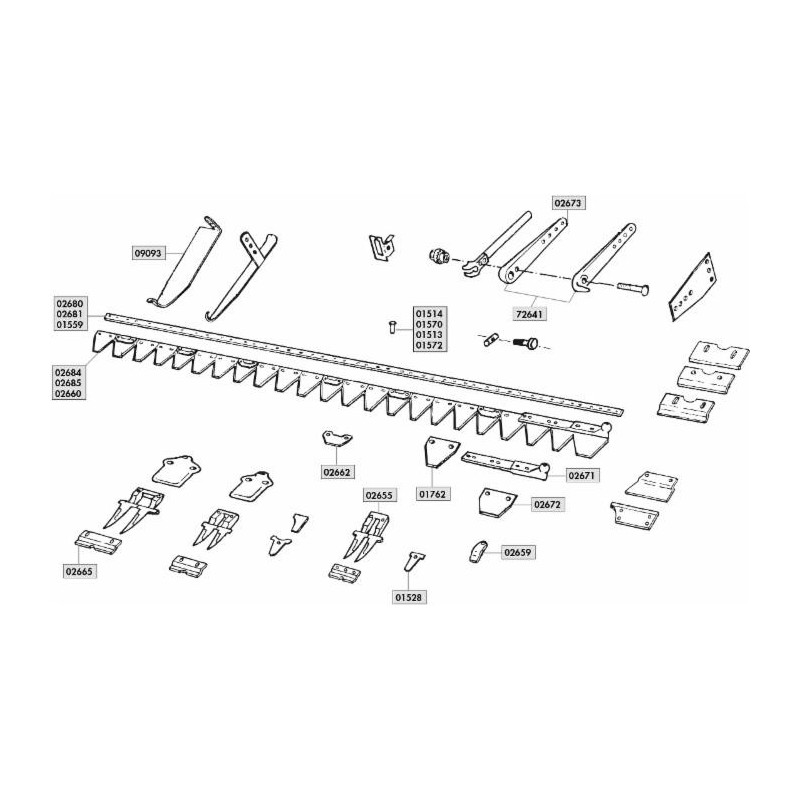 Falsa sezione per barra falciante adattabile Gaspardo 20800063 FS530 (G362)