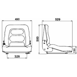 Sedile MUL012 per macchine da giardinaggio e industriali in sky nero predisposto per microswitch