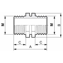 Nipplo passaparete simmetrico G1"1/4