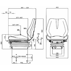 Sedile Small in sky nero con sospensione meccanica