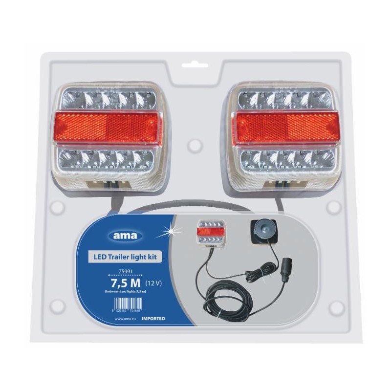 Kit magnetico con fanali a led con cavo a 5 poli da 12/4 m