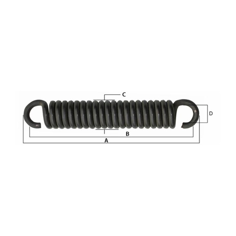 Molla tiller con gancio aperto filo da 10mm e lunghezza 345mm