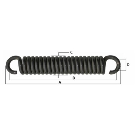 Molla tiller con gancio aperto filo da 10mm e lunghezza 345mm