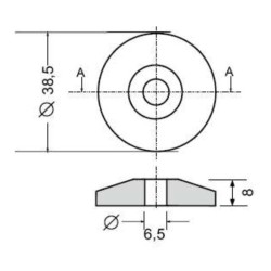 Borchia per cabine foro passante Ã˜ 6,5mm