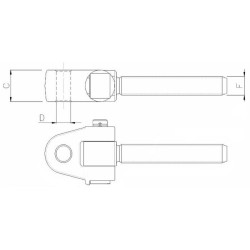 Attacco snodato Ã˜ 32 spessore 51mm filettato M36x3 destro