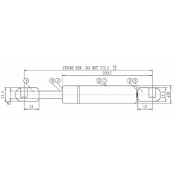 Molla a gas Stabilus estensione max 373,5mm 100 N adattabile al riferimento originale Deutz-Fahr compatibile con Fendt 001094850