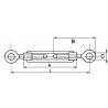 Tenditore a due occhi in acciaio con Ã˜ filetto 5/8" e l minima = 280mm