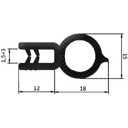 Guarnizione per lamiera o ABS con aggancio da 1mm a 3mm (5 mt)