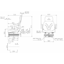 Sedile Top in sky nero con sospensione meccanica e braccioli