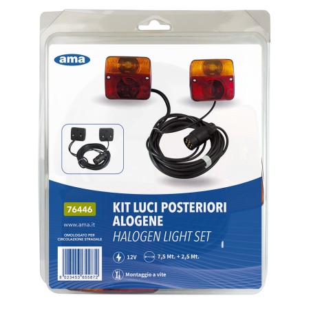 Kit luci posteriori alogene 12V con cavi 7,5+2,5m