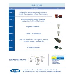 Kit luci posteriori alogene 12V con cavi 7,5+2,5m