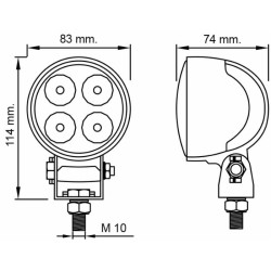 Faro da lavoro 4 LED rotondo ad ampio raggio 12W IP67
