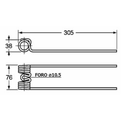 Dente ranghinatore lunghezza 305 adattabile Fontanesi FF8,9,11 filo 5,5