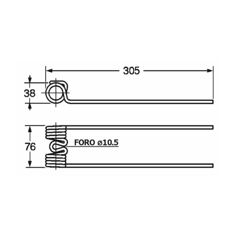Dente ranghinatore lunghezza 305 adattabile Fontanesi FF8,9,11 filo 5,5