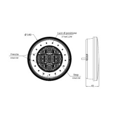 Fanale posteriore dx LED 12-24V Ã˜ 140mm