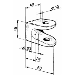 Forcella ribaltabile per cerniera posteriore per rimorchi Ã˜ 13mm