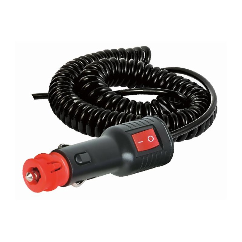 Cavo spiralato con spina accendisigari on/off 3,5m