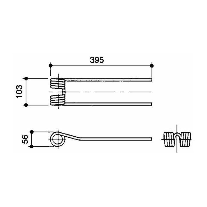 Dente girello adattabile Bcs Borsari filo 9 lunghezza 395mm