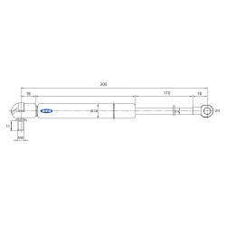 Molla a gas estensione max 300mm corsa 109mm 350 N