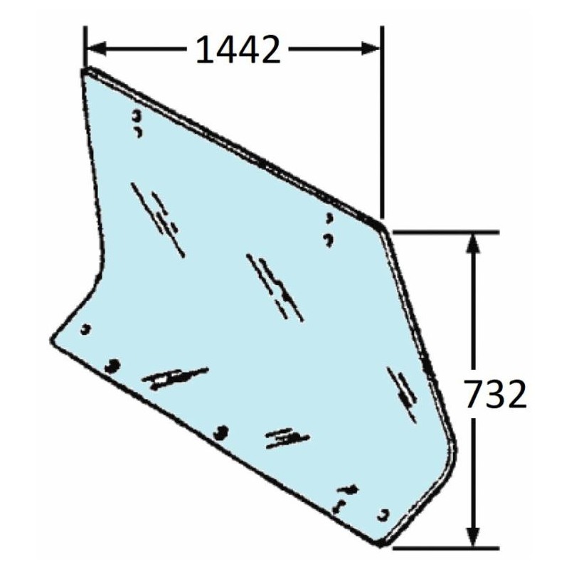 Cristallo posteriore adattabile al riferimento originale Fiat 5129357 per cabina CS 13,17,19,22,23,Confort larga,
