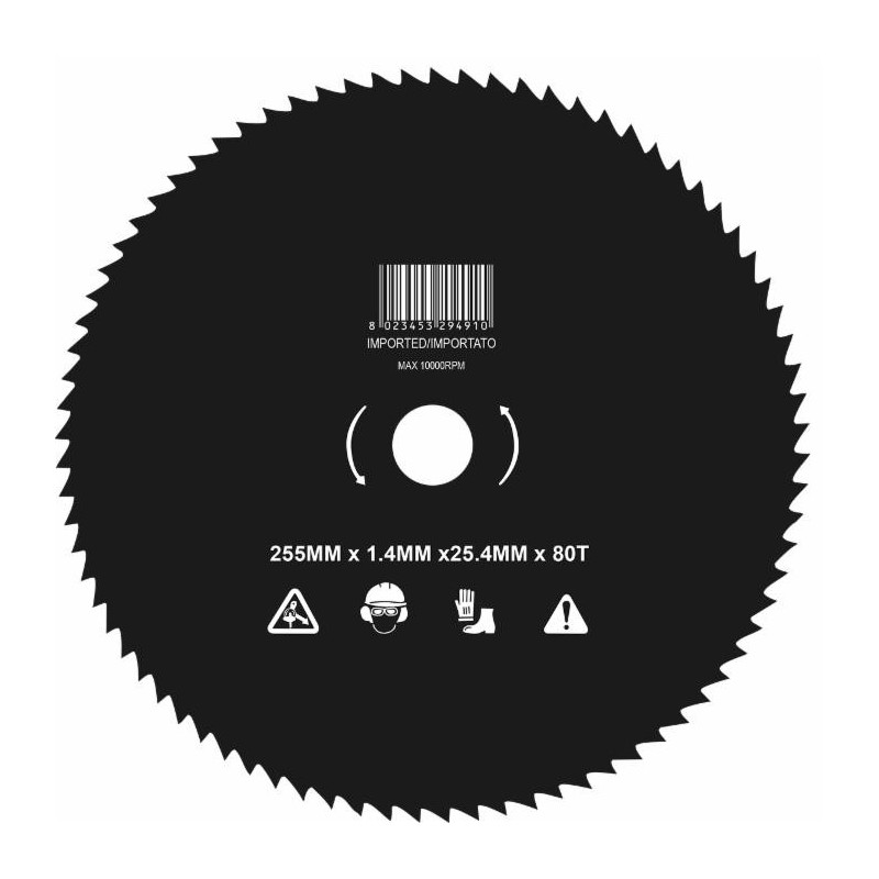 Disco decespugliatore a 80 denti per tronchetti 255mm