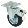 Ruota gommata 100x30mm girevole con freno