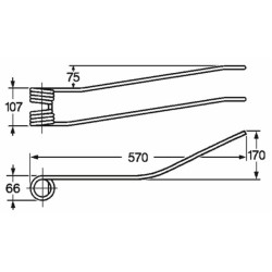 Dente giroandanatore dx a piega centrale adattabile Fiorini 36161090 filo 9
