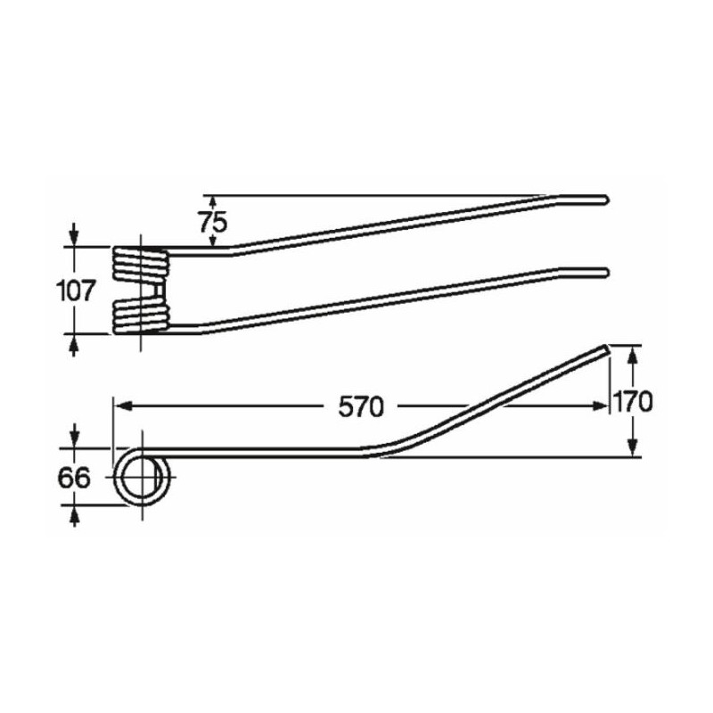 Dente giroandanatore dx a piega centrale adattabile Fiorini 36161090 filo 9