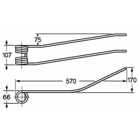 Dente giroandanatore dx a piega centrale adattabile Fiorini 36161090 filo 9