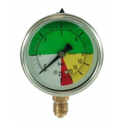 Manometro isometrico alla glicerina con cassa in acciaioÃ˜ 63mm scala 0-5/25 bar