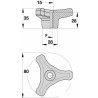 Volantino a 3 bracci Ã˜ 80mm con boccola M14